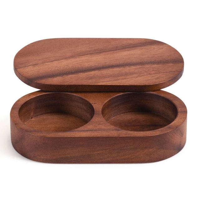 Kalmar Home Acacia Wood Salt & Pepper Pinch Pot