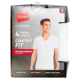 Mens Hanes(R) Ultimate(R) 4pk. Comfort Fit Stretch V-Neck T-Shirts
