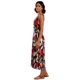 Petite AK Anne Klein Sleeveless Abstract Leaf Midi Dress