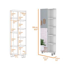 FM FURNITURE Los Angeles White Linen Cabinet w/ Mirror
