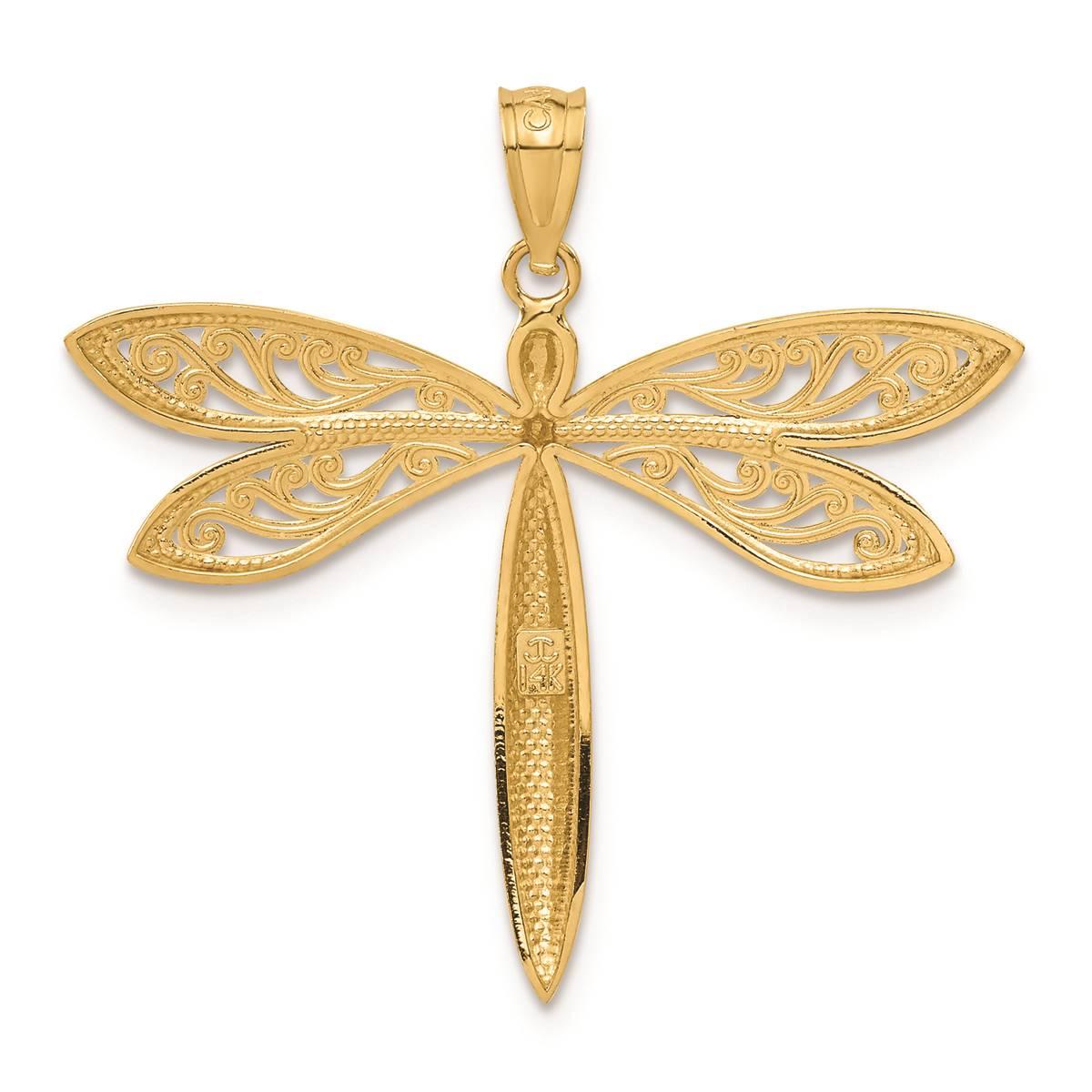 Gold Classics™ 14kt. Gold with Rhodium Dragonfly Pendant