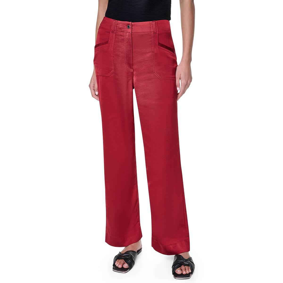 Womens DKNY Mid Rise Top Stitch Straight Leg Pants