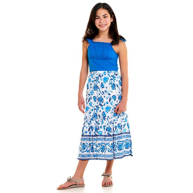 Girls (7-16) Rare Editions Clip Dot Crop Top & Floral Maxi Skirt