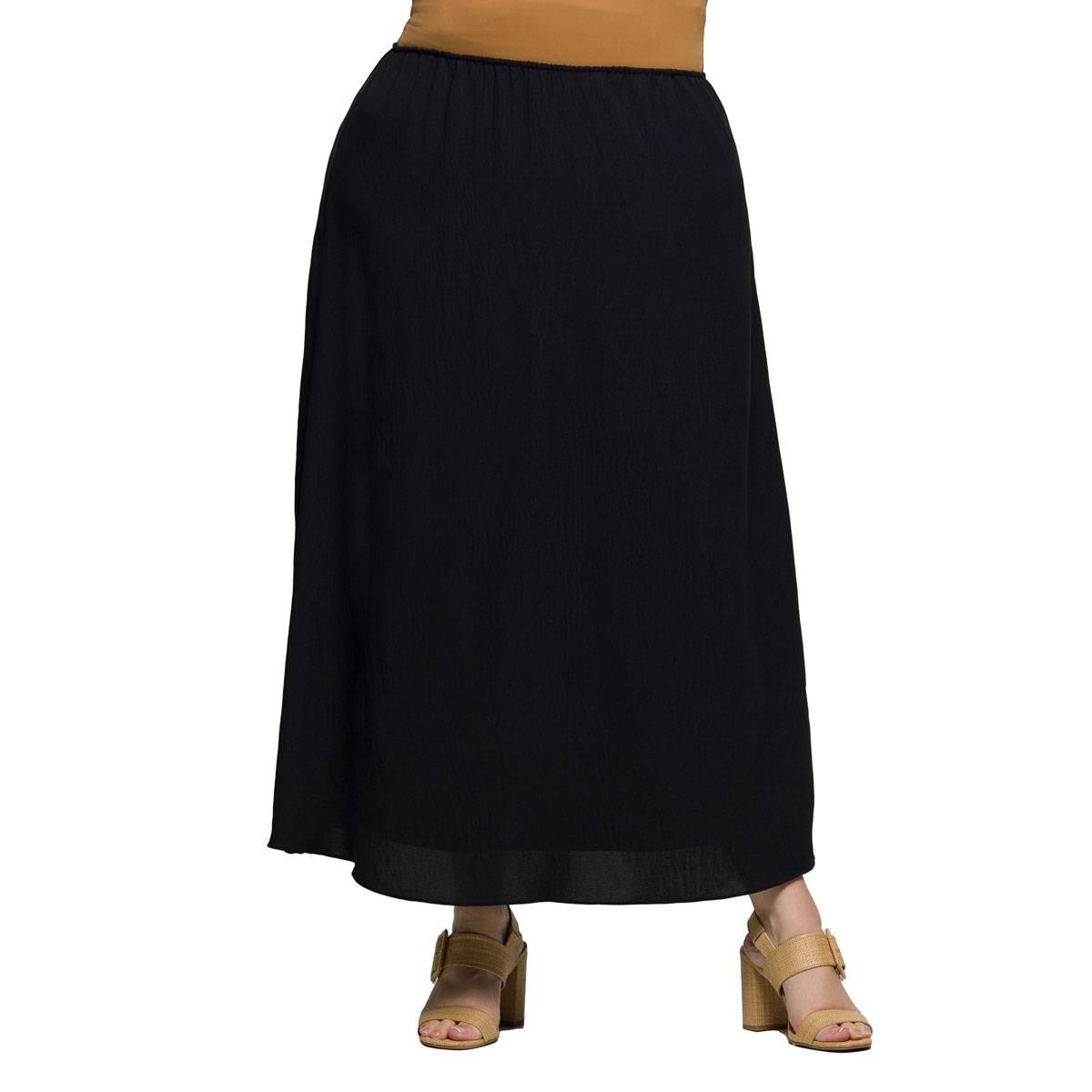 Plus Size 24/7 Comfort Apparel Elastic Waist A Line Maxi Skirt