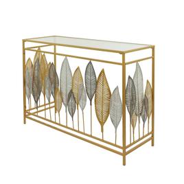 9th & Pike(R) Gold-Tone Metal Contemporary Console Table