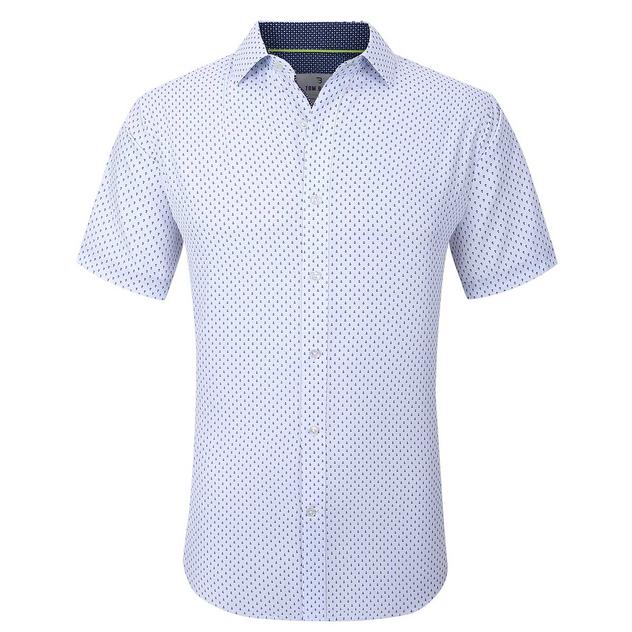 Mens Tom Baine Short Sleeve Slim Fit Dress Shirt - Navy/White