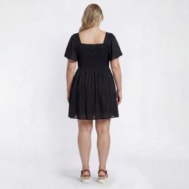 Juniors Plus Angie Flutter Sleeve Twist Front Eyelet Dress