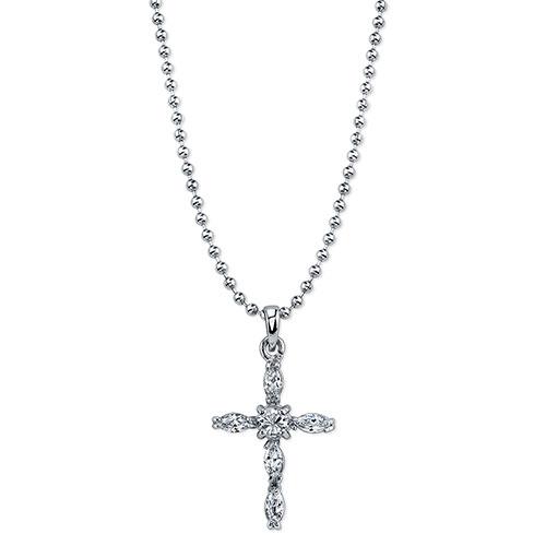 Symbols of Faith Silver-Tone Cross Necklace