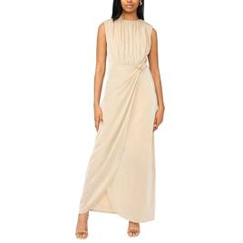 Womens MSK Sleeveless Metallic Knit Side Drape Midi