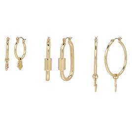 Steve Madden Garden Party Flower & Lightning Bolt Hoop Earrings