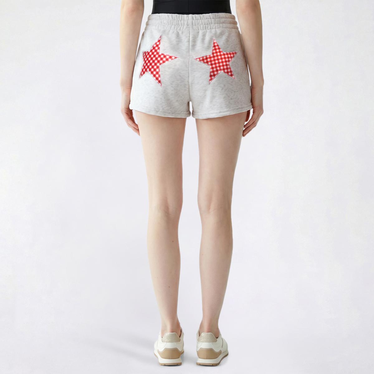 Juniors No Comment Star Fleece Shorts - Star