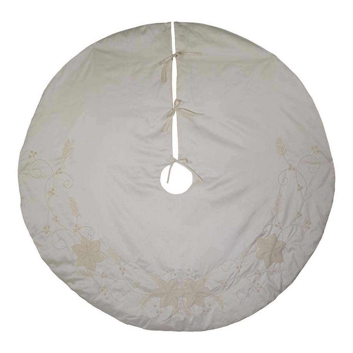 Kurt S. Adler 54in. Ivory with Pearl Beads Tree Skirt