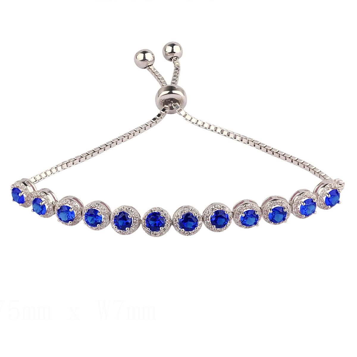Gemstone by Gianni Argento Round Halo Adjustable Bracelet