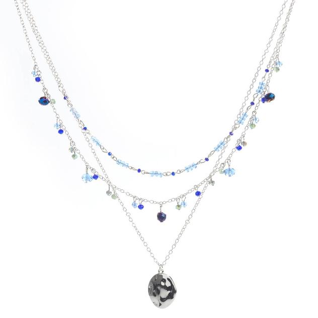 Ashley Cooper™ Blue Glass Bead Multi Row Pendant Necklace