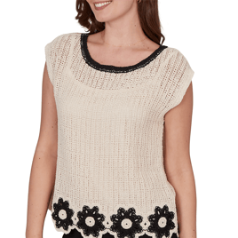 Womens Skye’s the Limit Terra Tropic Cap Sleeve Floral Sweater