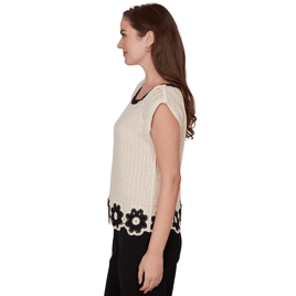 Womens Skye’s the Limit Terra Tropic Cap Sleeve Floral Sweater