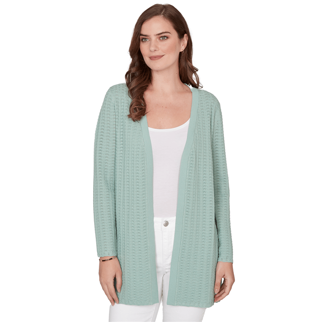 Womens Emaline Seabreeze Essence Open Front Pointelle Cardigan