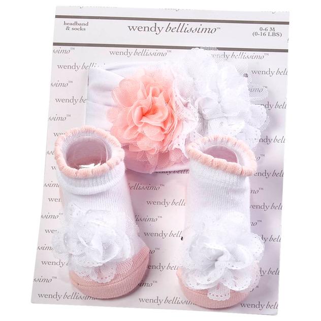 Baby Girl Wendy Bellissimo™ Flower Headband & Socks Set