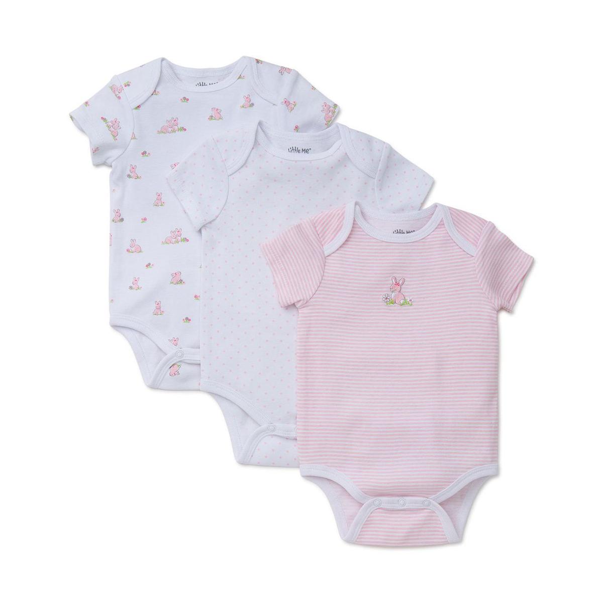 Baby Girl (NB-9M) Little Me 3pk. Bunnies Short Sleeve Bodysuits