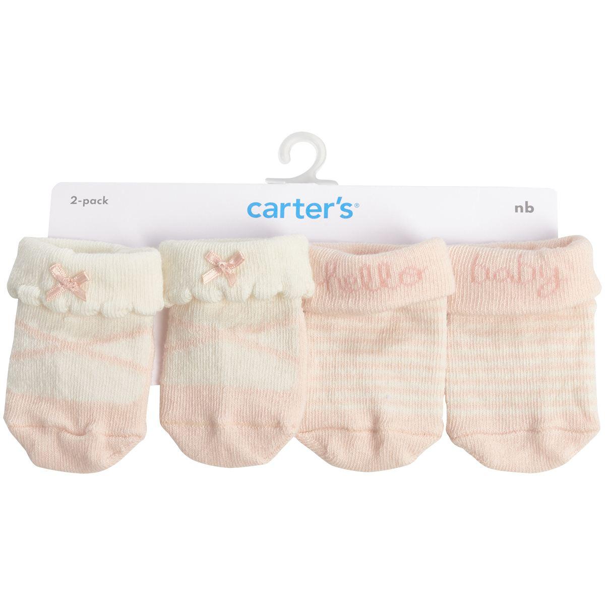 Baby Girl (NB) Carter''s(R) 2pk. Bow Tie & Striped Booties