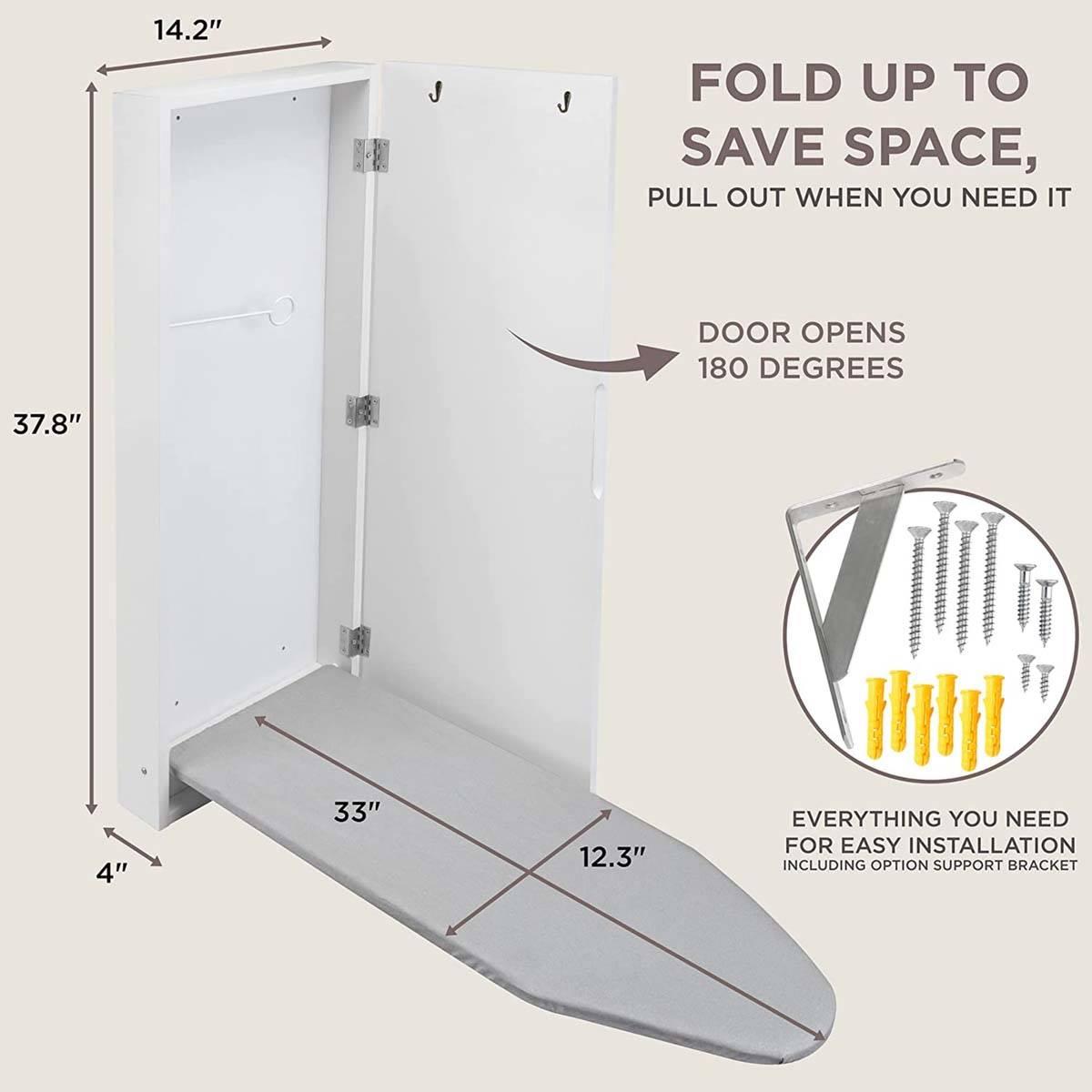 Ivation Wall Mounted Ironing Board w/ Mirror