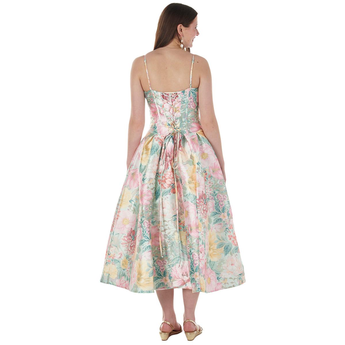 Juniors Emerald Sundae Floral Corset Box Pleat A-Line Dress