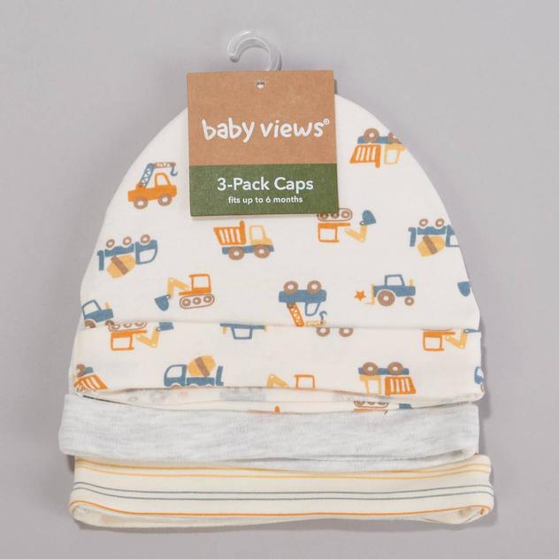 Baby Boy (NB-6M) baby views® 3pk. Construction Crew Caps
