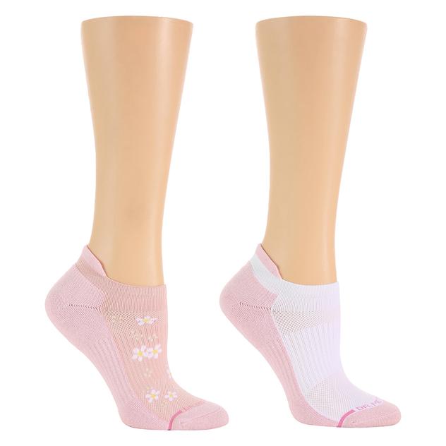 Womens Dr. Motion 2pk. Floral Dots Low Cut Socks