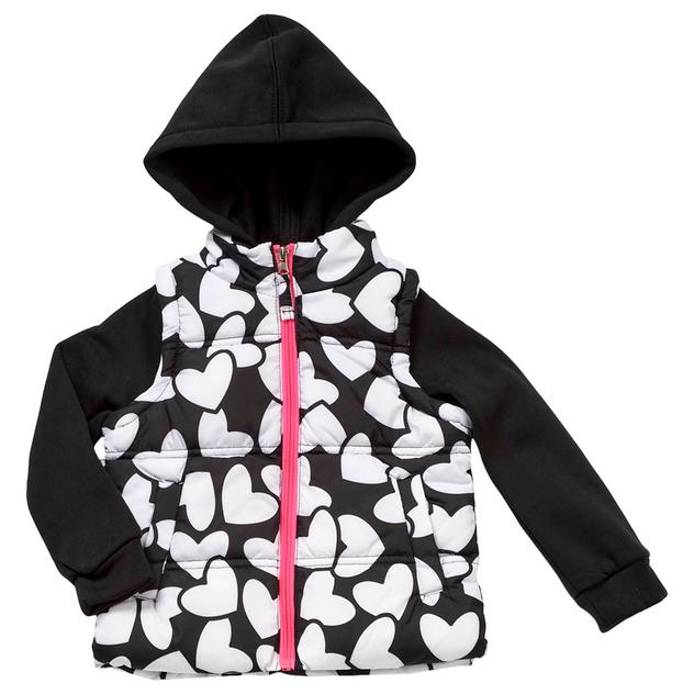 Toddler Girl Pink Platinum® Heart Puffer Vest Jacket