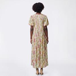 Womens Rose & Everly Puff Sleeve Pintuck Pleat Floral Maxi Dress