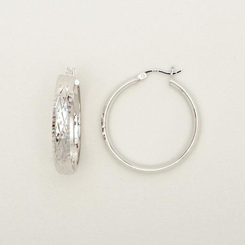 Sterling Silver Diamond Hoop Earrings