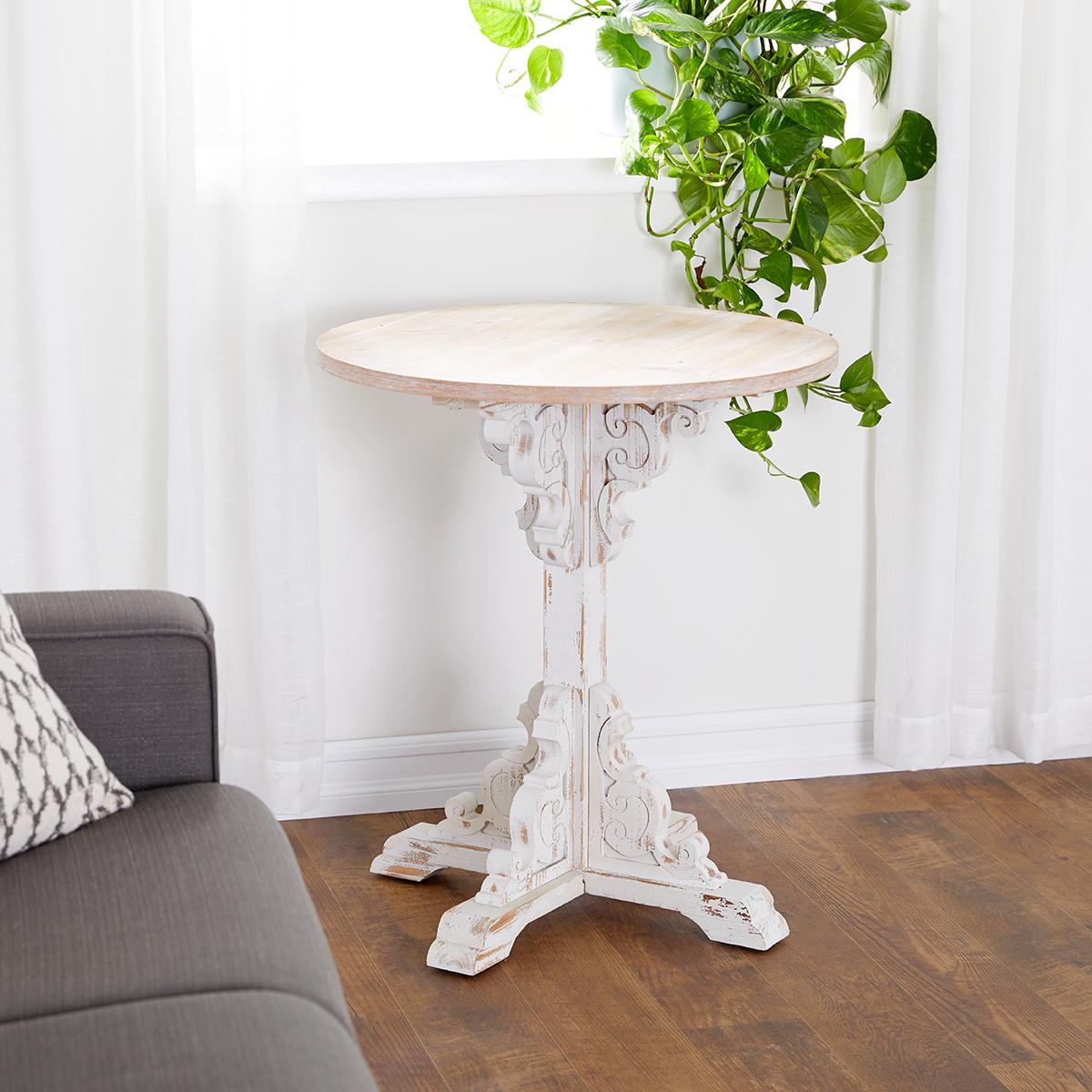 9th &amp; Pike® White Chinese Fir Country Accent Table