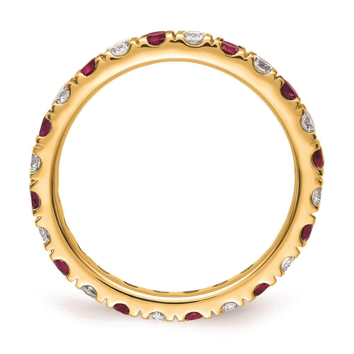 Pure Fire 14kt. Yellow Gold Lab Created Ruby Eternity Band