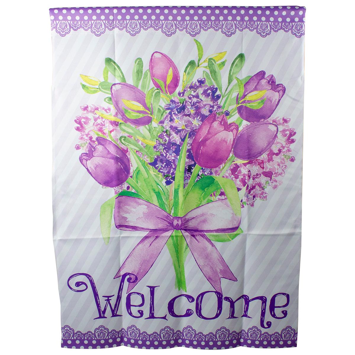 Northlight 28in Welcome Floral Bouquet Outdoor House Flag