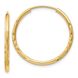 Gold Classics(tm) 14k Satin Diamond 22mm. Cut Hoop Earrings