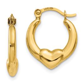 Gold Classics(tm) 14kt. Gold Hollow Heart Hoop Earrings