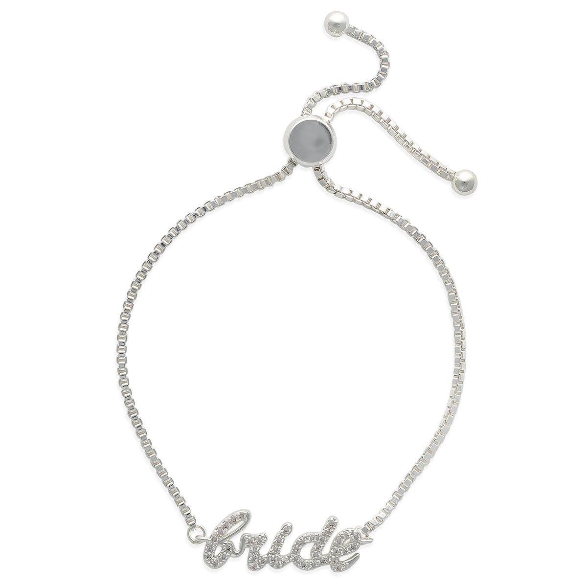 Silver-Tone Bride Script Adjustable Bracelet