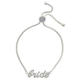 Silver-Tone Bride Script Adjustable Bracelet