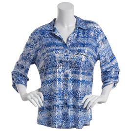 Womens Emily Daniels 3/4 Sleeve Button Down Foil Shirt
