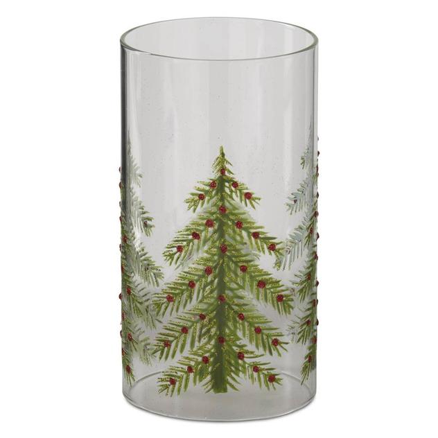 K&K Interiors Jeweled Christmas Tree Glass Candle Slip Cover
