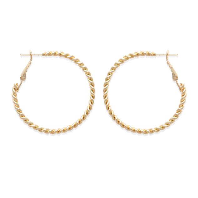 Freedom Nickel Free Gold Twisted Rope Clutchless Hoop Earrings
