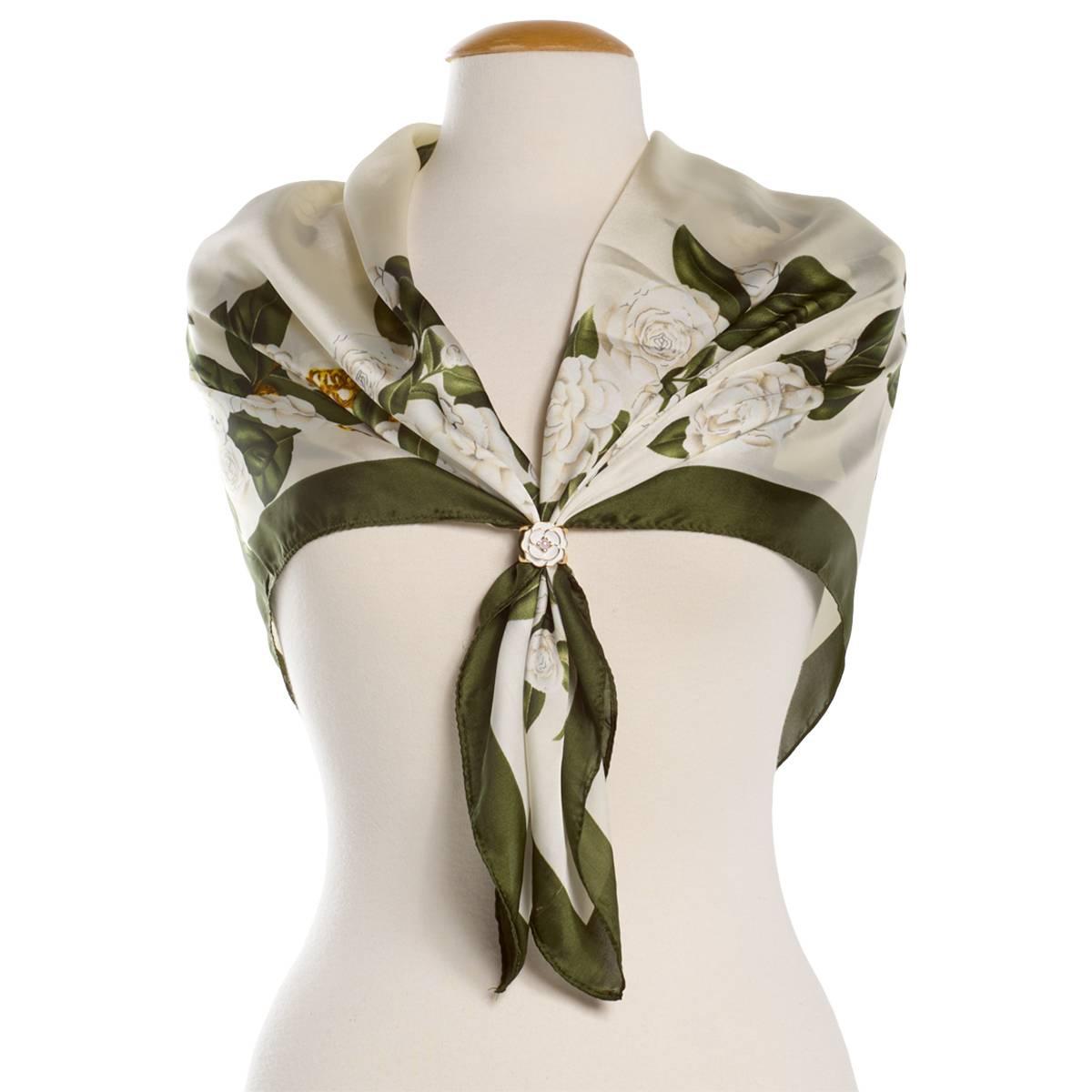 Womens Jessica McClintock Ivory Floral Square Scarf