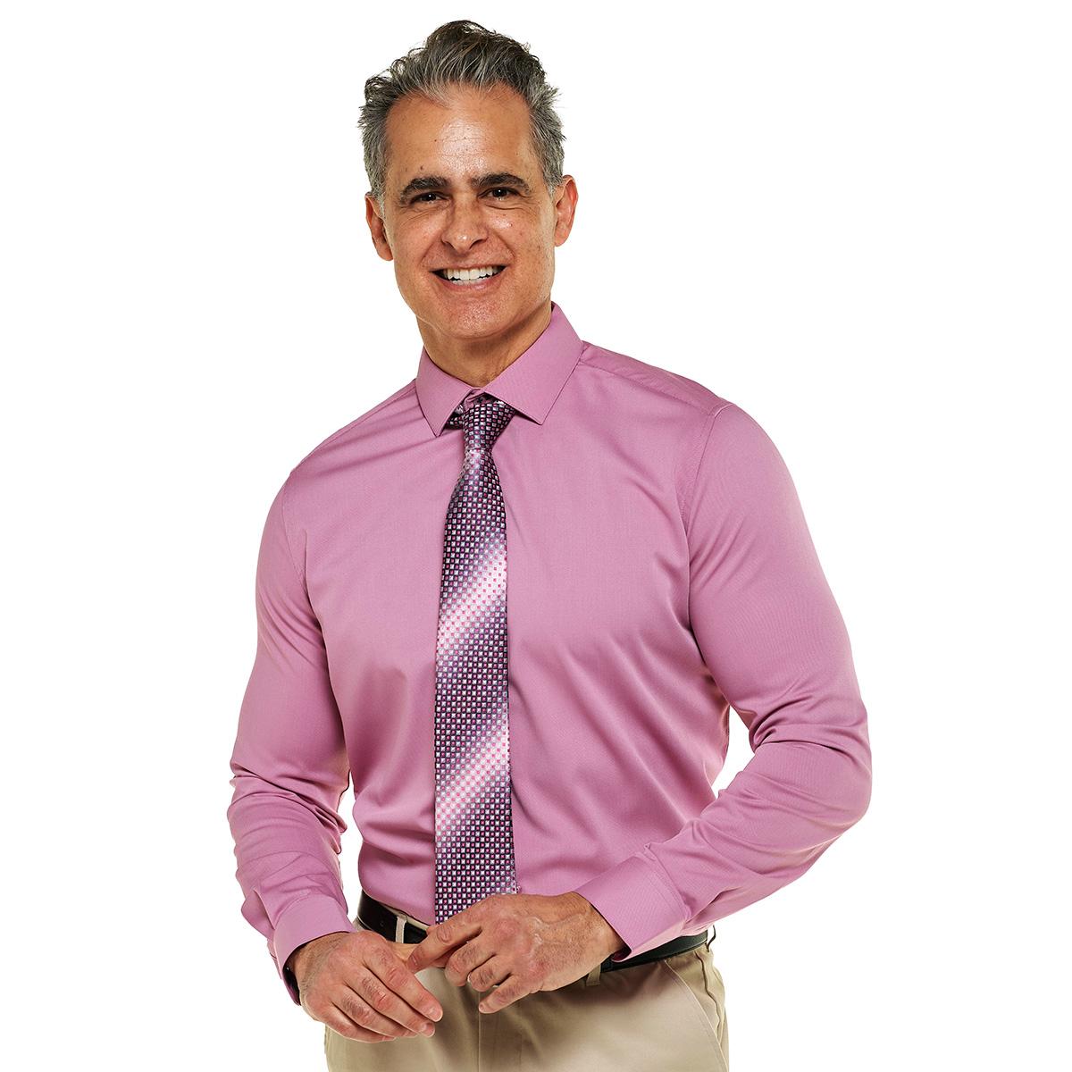 Mens Tom Baine Short Sleeve Slim Fit Bamboo Dress Shirt - Rose