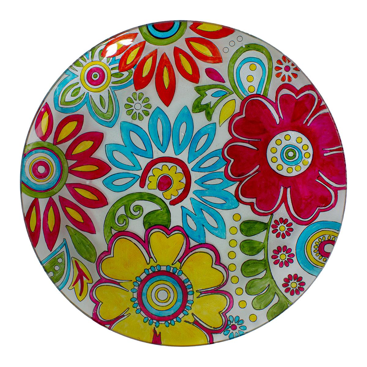 Northlight Seasonal 18in. Flowers Hand Painted Glass Bird Bath