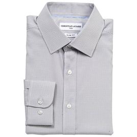 Mens Christian Aujard Slim Fit Geometric Dress Shirt-White/Black