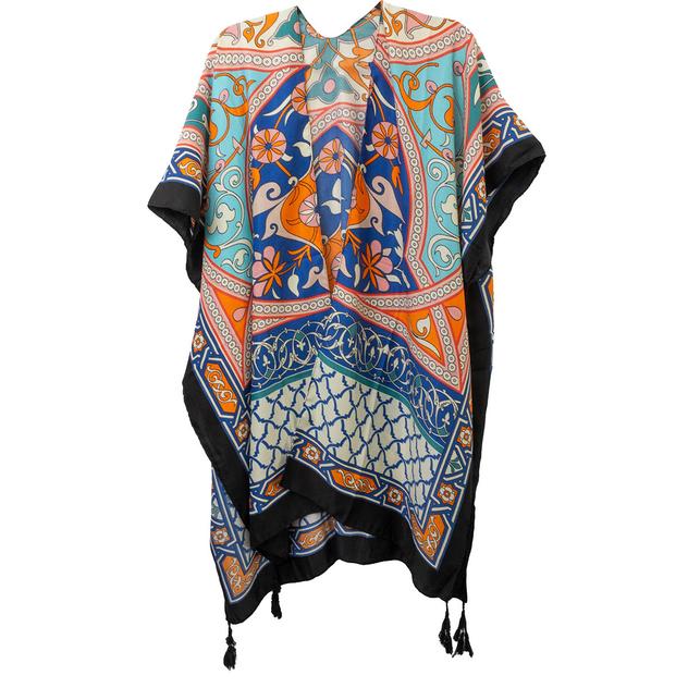 Womens Jessica McClintock Paisley Kimono w/Tassels