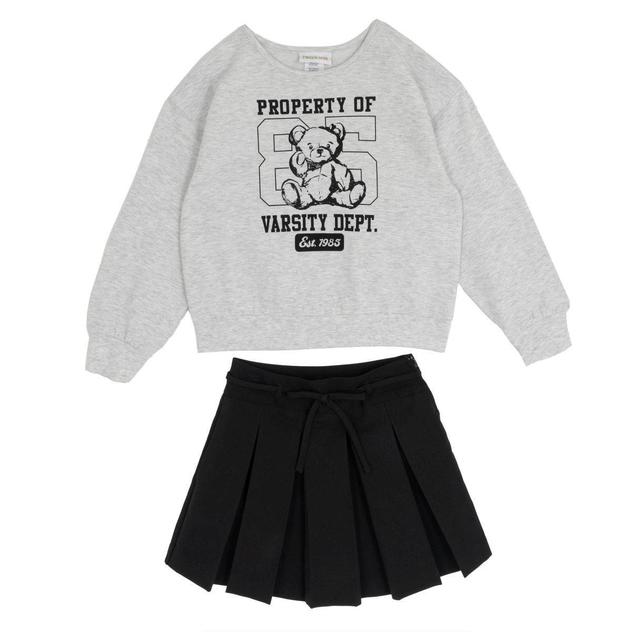 Girls (7-16) Rare Editions Tween Diva Varsity Bear Sweatshirt Set
