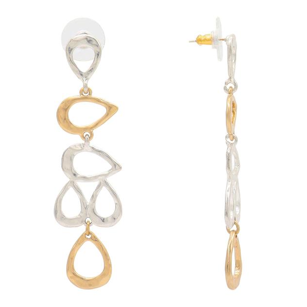 Bella Uno Two-Tone Teardrop Dangle Earrings