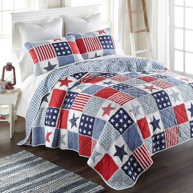 Donna Sharp Your Lifestyle Star & Stripe Reversible 3pc.Quilt Set