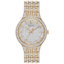 Mens Bulova Phantom Gold-Tone Crystal Pave Dial Watch - 98A229